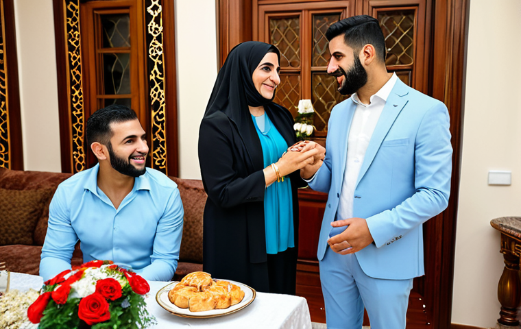 Lebanese Engagement Party**

"A vibrant Lebanese engagement party scene, fully clothed guests celebrating in a decorated home, a happy couple exchanging rings, appropriate attire, safe for work, perfect anatomy, natural proportions, professional photography, high quality, family-friendly atmosphere, modest clothing, traditional Lebanese decorations."

**