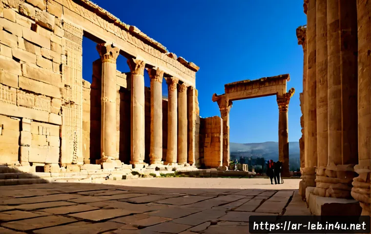 레바논의 유네스코 세계유산 - Photorealistic sunrise view of the monumental Roman temples of Baalbek, Lebanon UNESCO World Heritag...